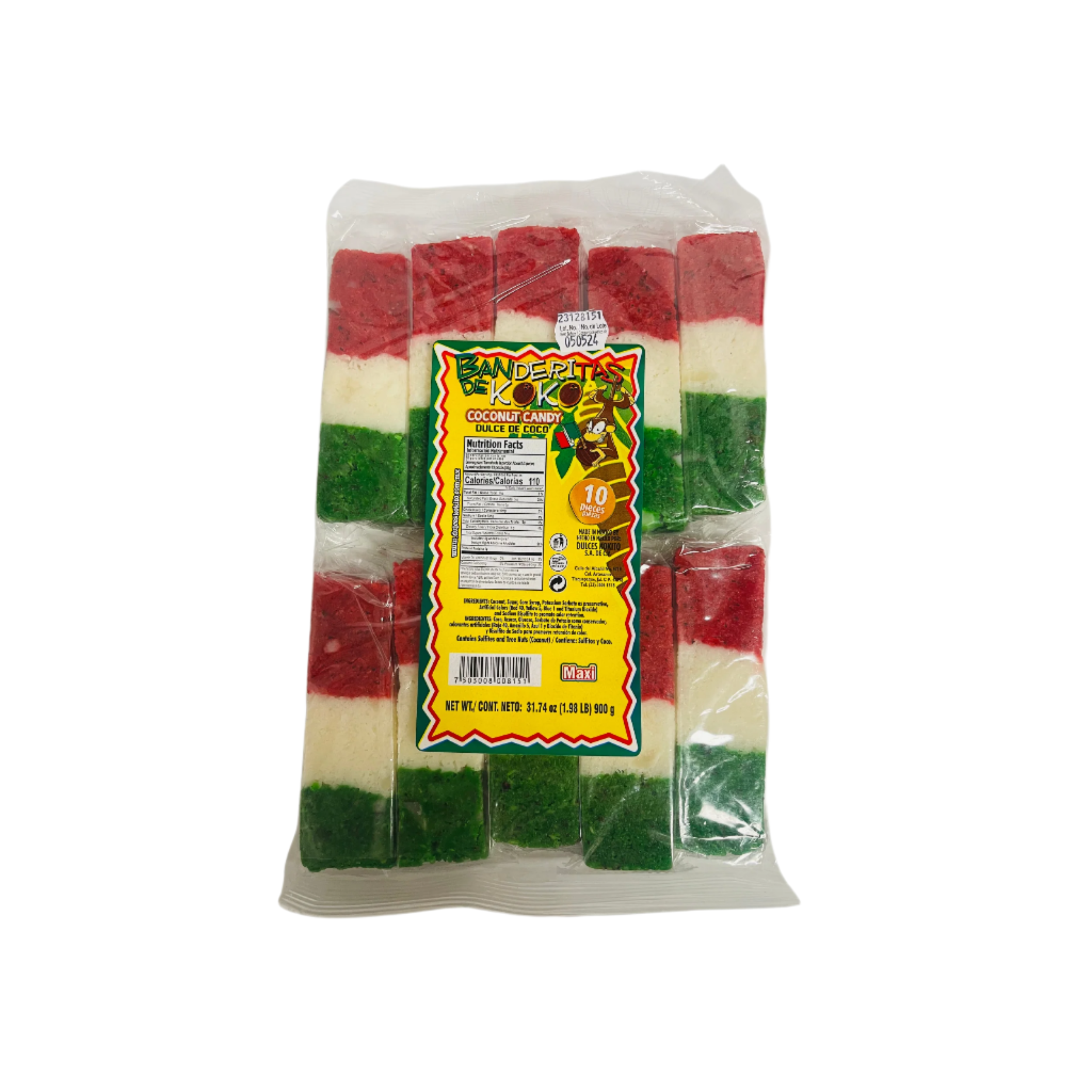 kokito banderita de coco candy 10 pieces